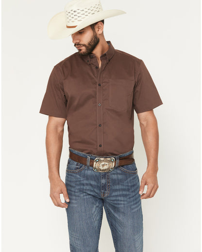 Men's Basic Twill Short Sleeve Button-Down Stretch Western