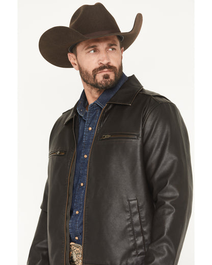Men's Faux Leather Moto Jacket - Tall