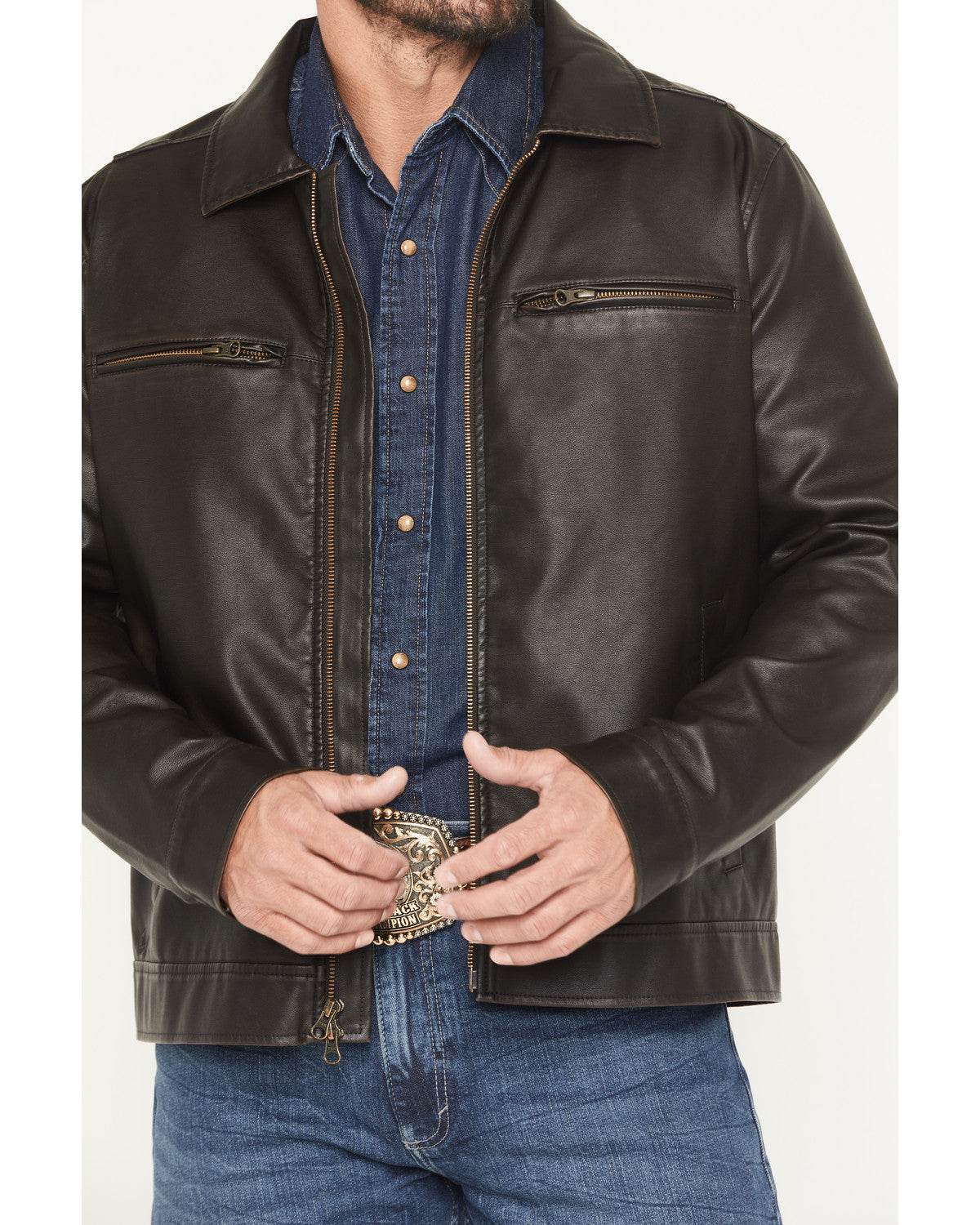 Men's Faux Leather Moto Jacket - Tall