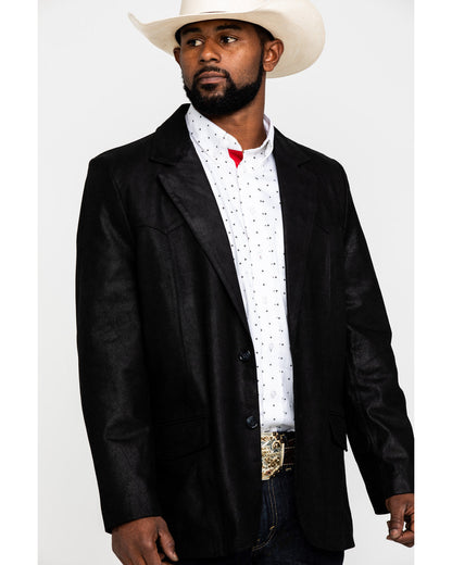 Men's Black Suede Blazer Jacket - Big & Tall