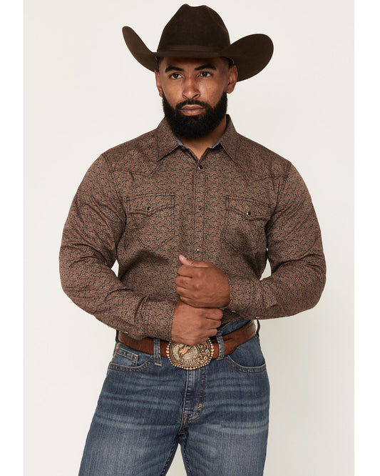 Men's Fireball Geo Print Long Sleeve Snap Western Shirt - T