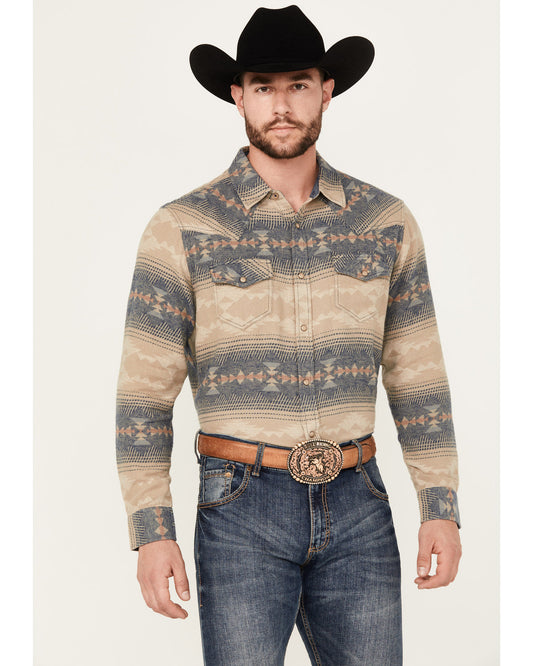Men's Arrow Bear Southwestern Print Long Sleeve Snap Wester