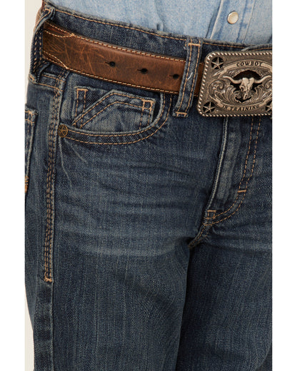 Little Boys' Saguaro Dark Wash Mid Rise Stretch Slim Bootcu