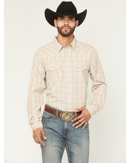 Men's Tanhue Plaid Print Long Sleeve Snap Western Shirt - B