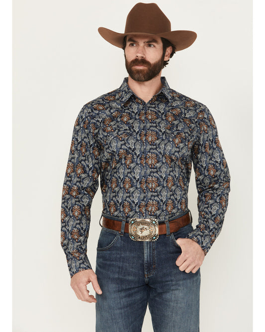 Men's Rodeo Ritz Paisley Print Long Sleeve Snap Western Shi
