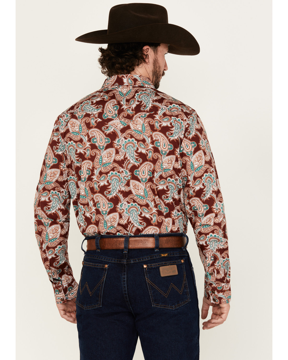 Men's Noah Paisley Print Long Sleeve Snap Western Shirt - B