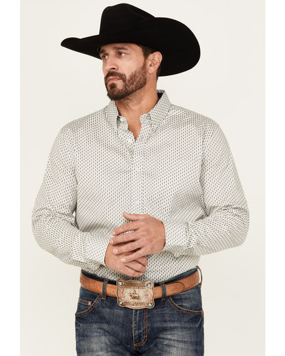 Men's Stirling Geo Print Long Sleeve Button-Down Stretch We