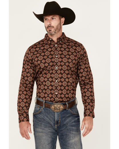 Men's Bite The Bullet Southwestern Print Long Sleeve Button