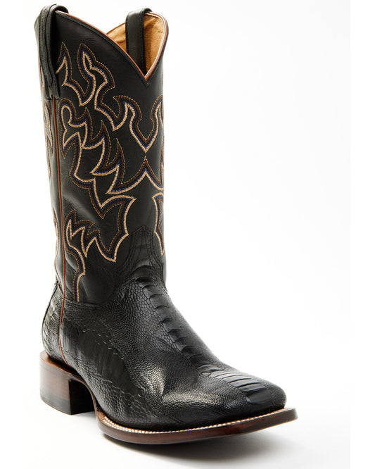 Men's Exotic Ostrich Leg Western Boots - Broad Square Toe