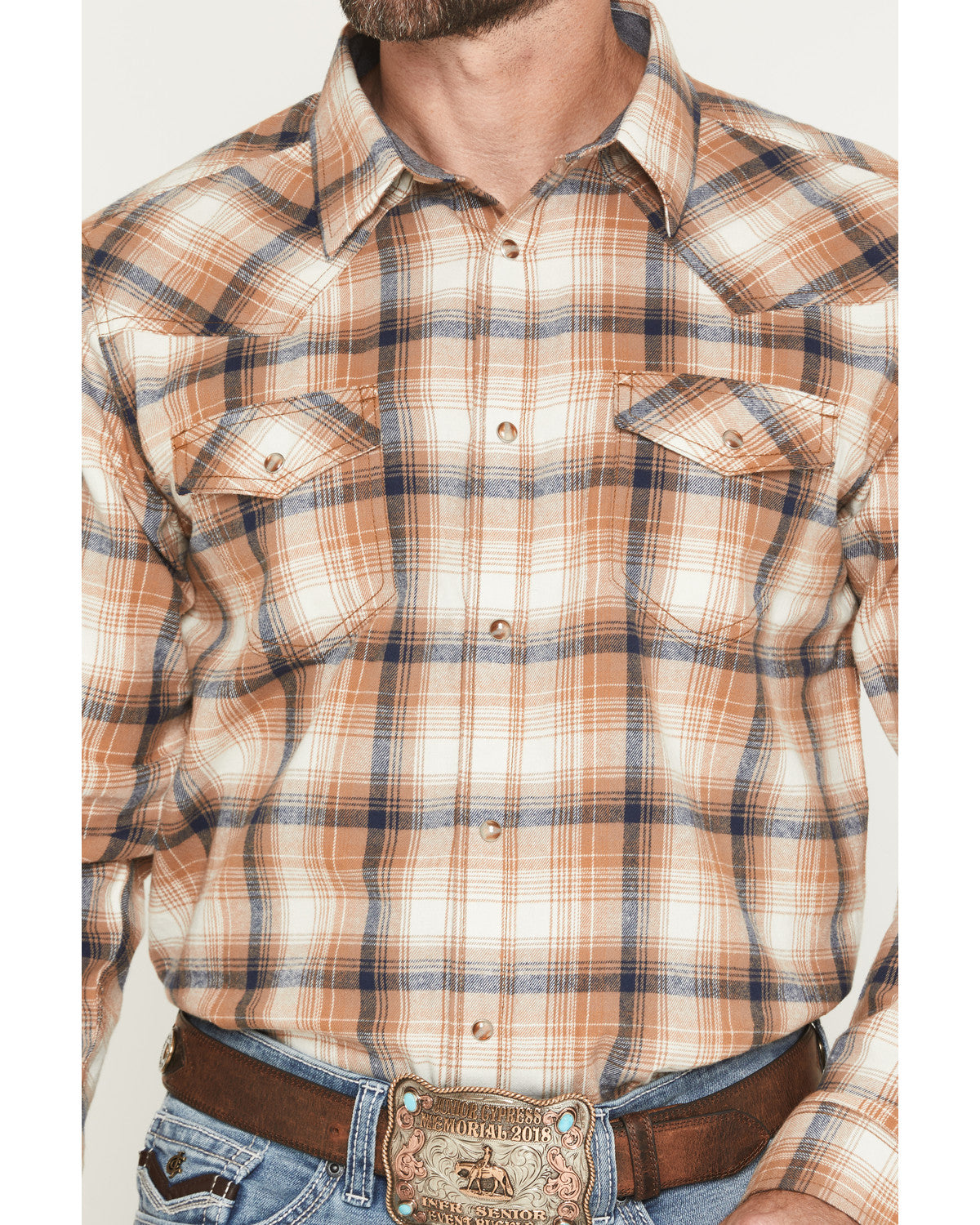 Men's Bravo Plaid Print Long Sleeve Snap Flannel Shirt - Ta