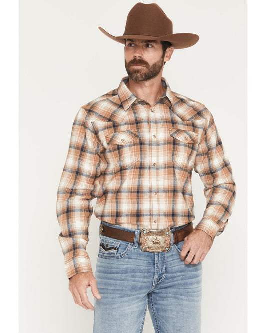 Men's Bravo Plaid Print Long Sleeve Snap Flannel Shirt - Bi