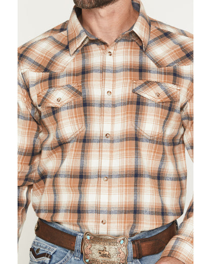 Men's Bravo Plaid Print Long Sleeve Snap Flannel Shirt - Bi