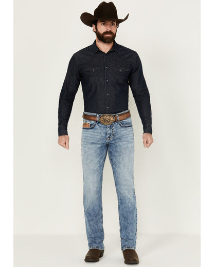 Men's Clover Leaf Wash Jackson Slim Straight Stretch Denim