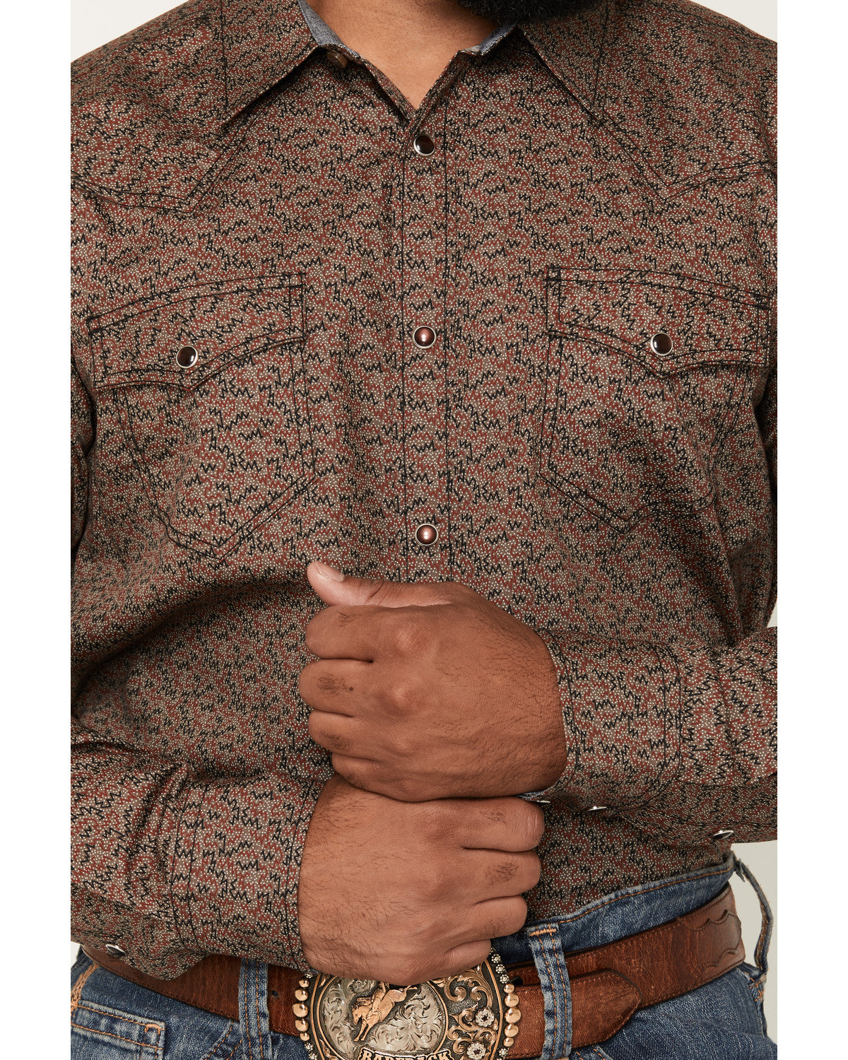Men's Fireball Geo Print Long Sleeve Snap Western Shirt