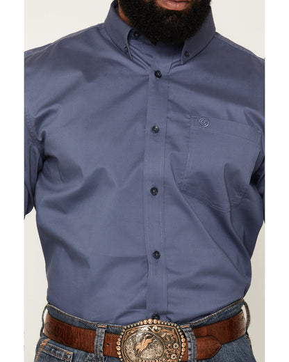 Men's Solid Long Sleeve Button-Down Stretch Western Shirt